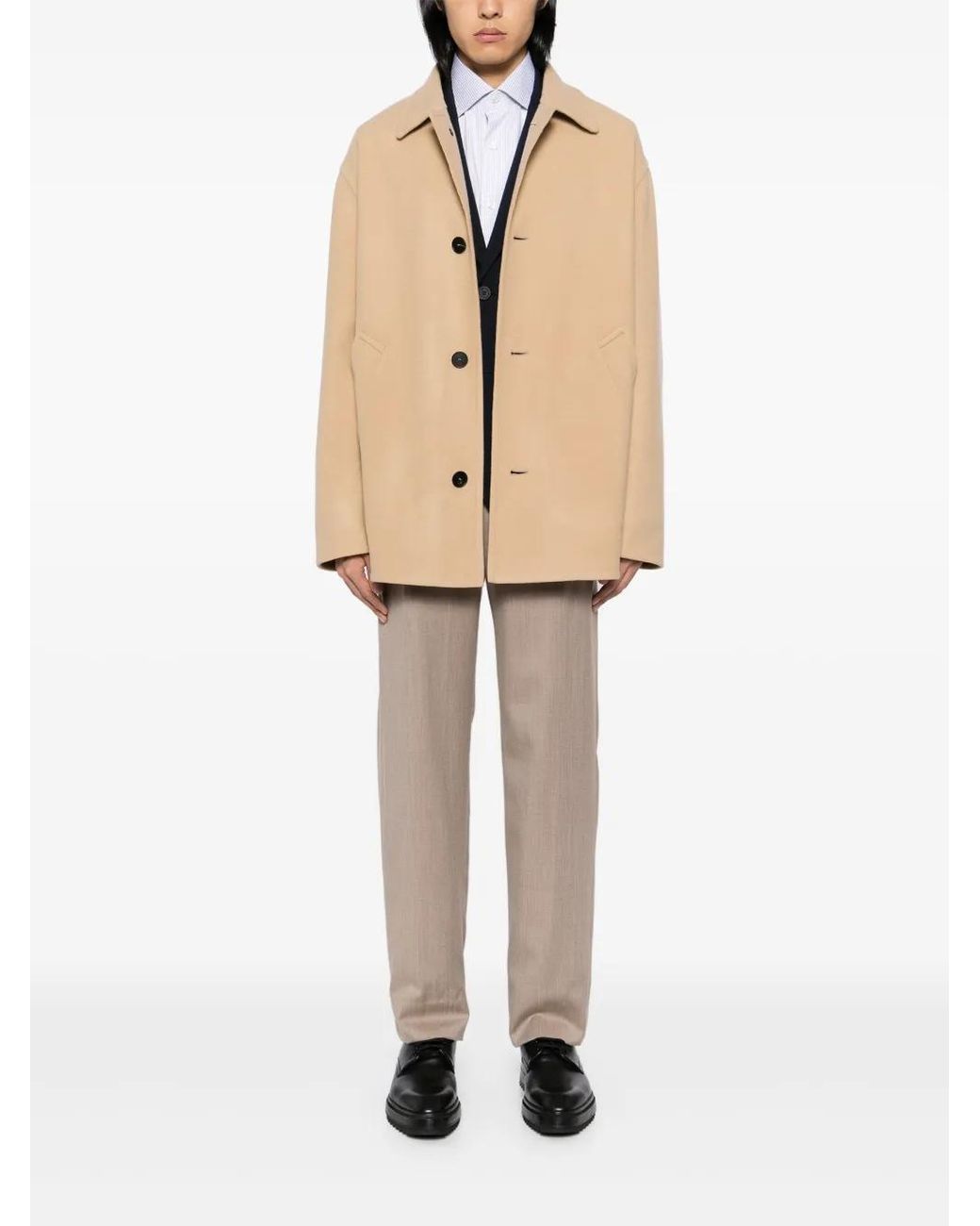 Lanvin Natural Single-Breasted Coats for men