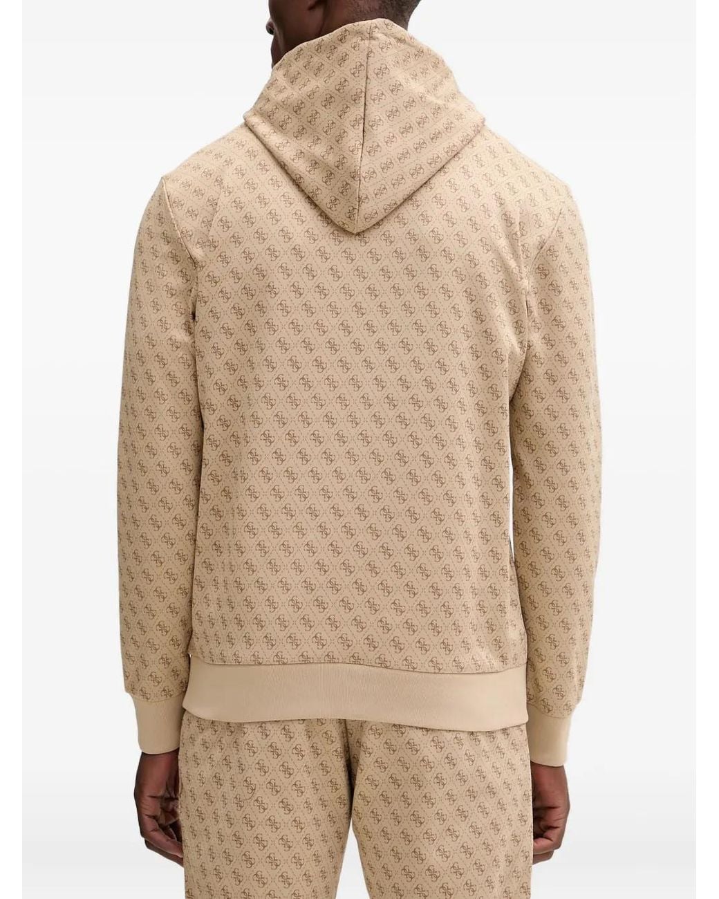 Guess Natural Monogram-Pattern Drawstring Hoodie for men