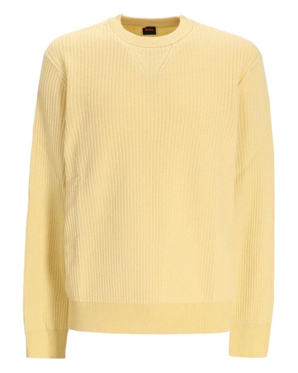 Boss Gerippter Pullover in Yellow für Herren