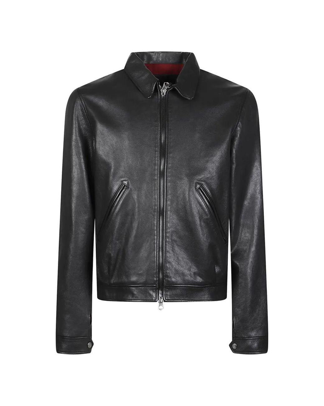Stewart Black Zip-Up Calf Leather Jacket for men