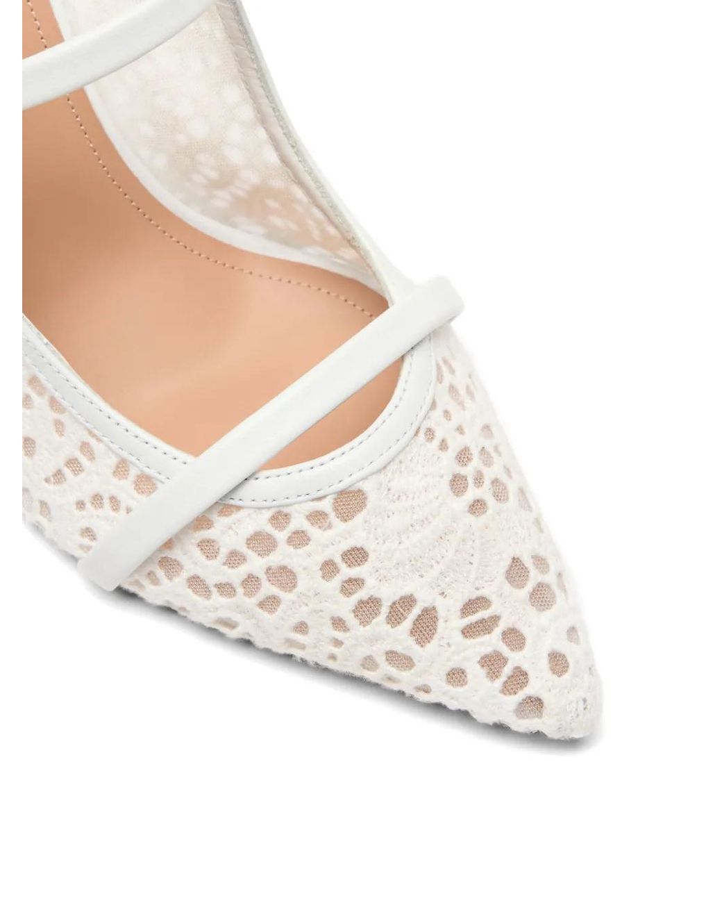 Malone Souliers White Maureen Broderie Mesh Mules
