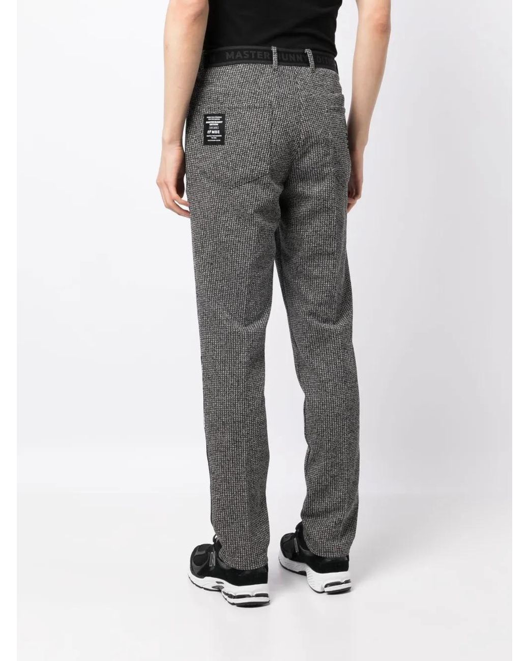 MASTER BUNNY EDITION Gray Logo-Patch Jacquard Checked Pants for men