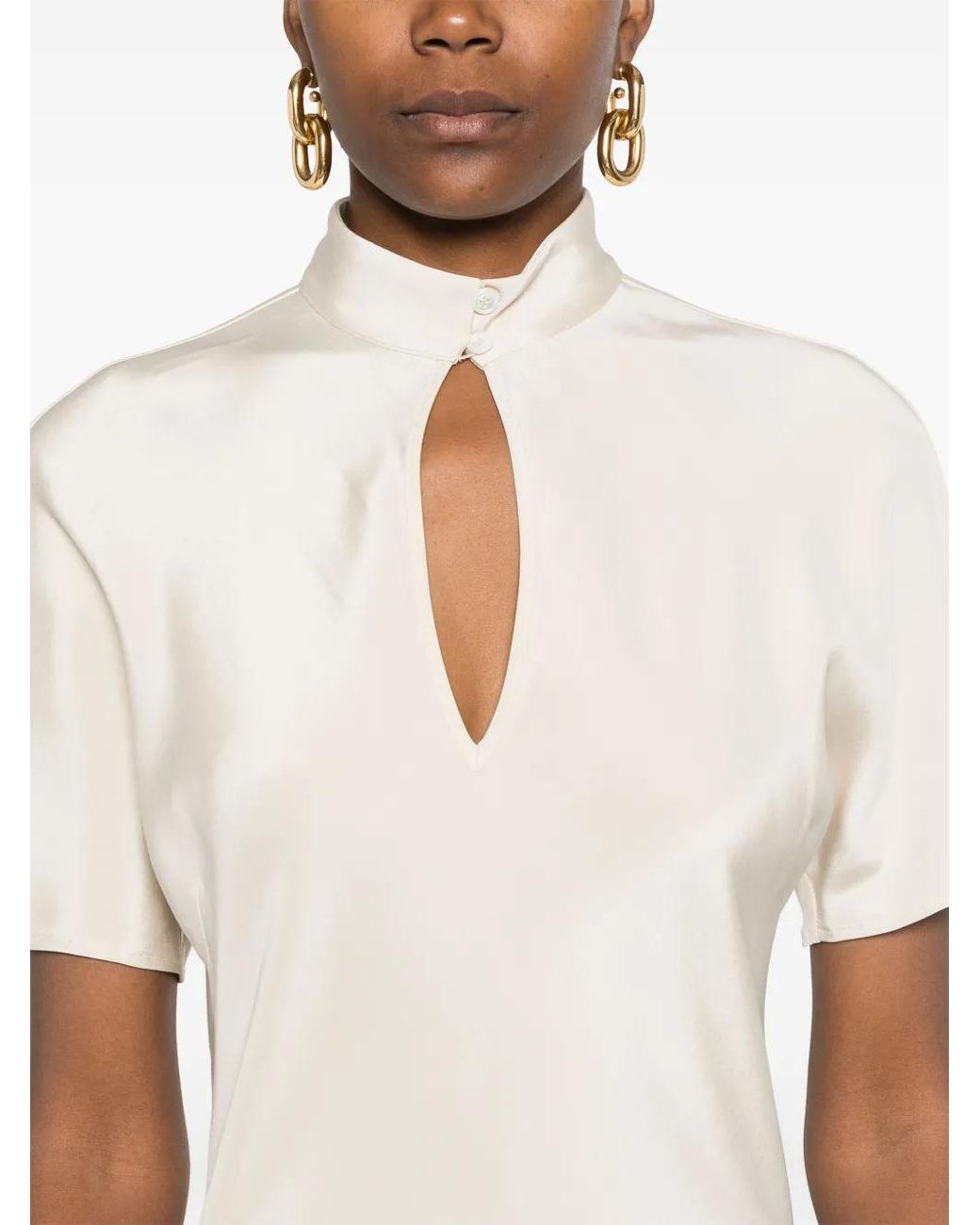 Kiton White Keyhole-Neck Midi Dress