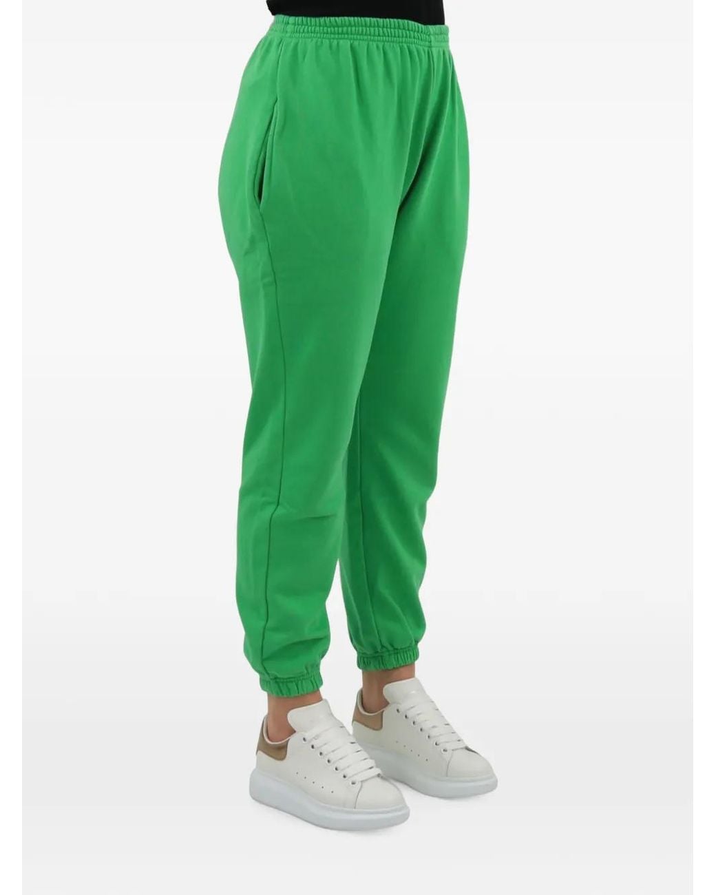 Follovers Green Logo-Embroidered Elasticated-Cuff Track Pants