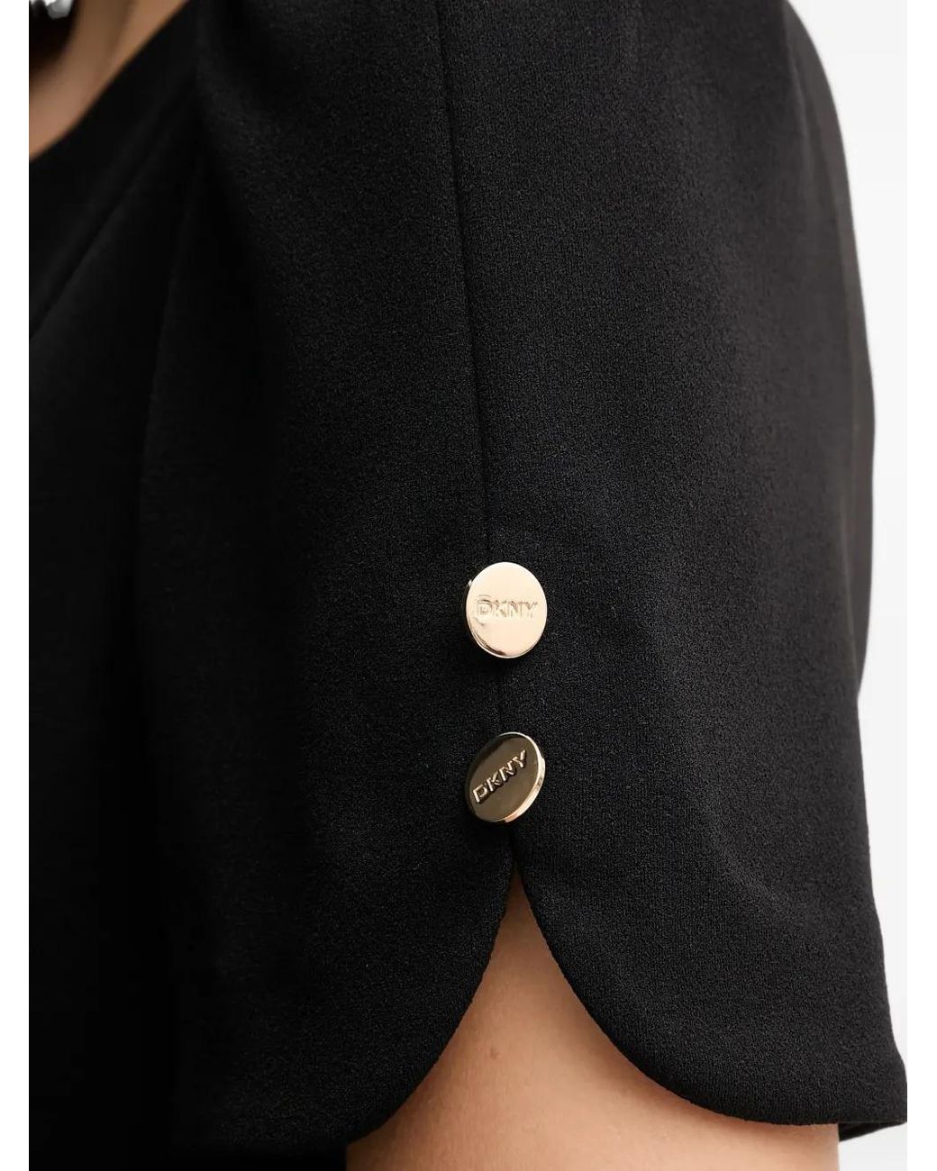 DKNY Black Puff-Sleeve Button Mini Dress