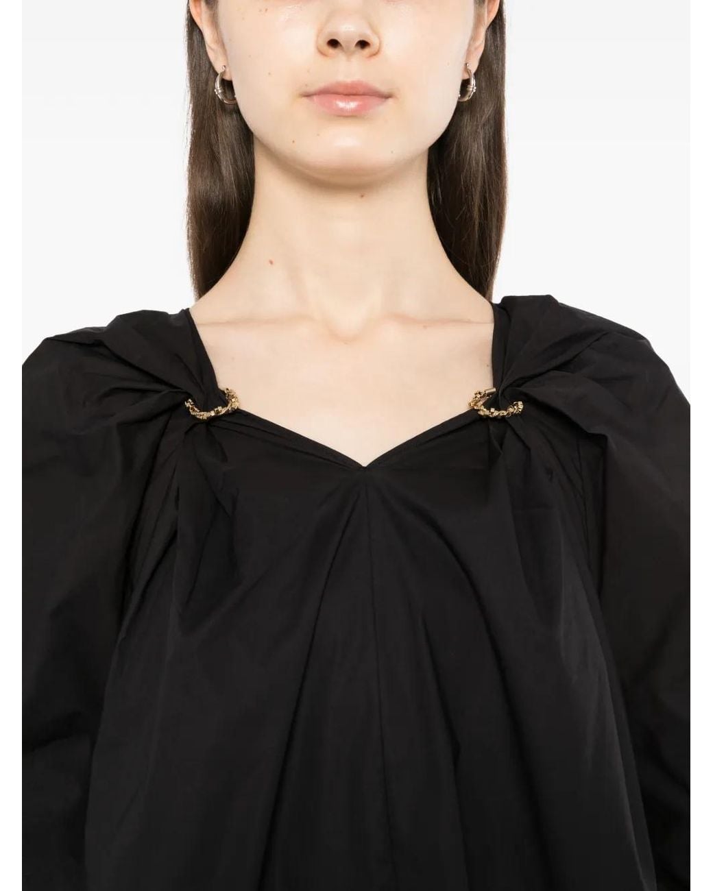 JNBY Black V-Neck Balloon Dress