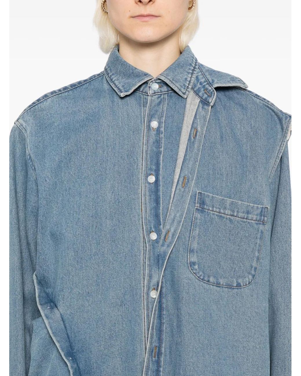 Moohong Blue Double-Layered Denim Shirt