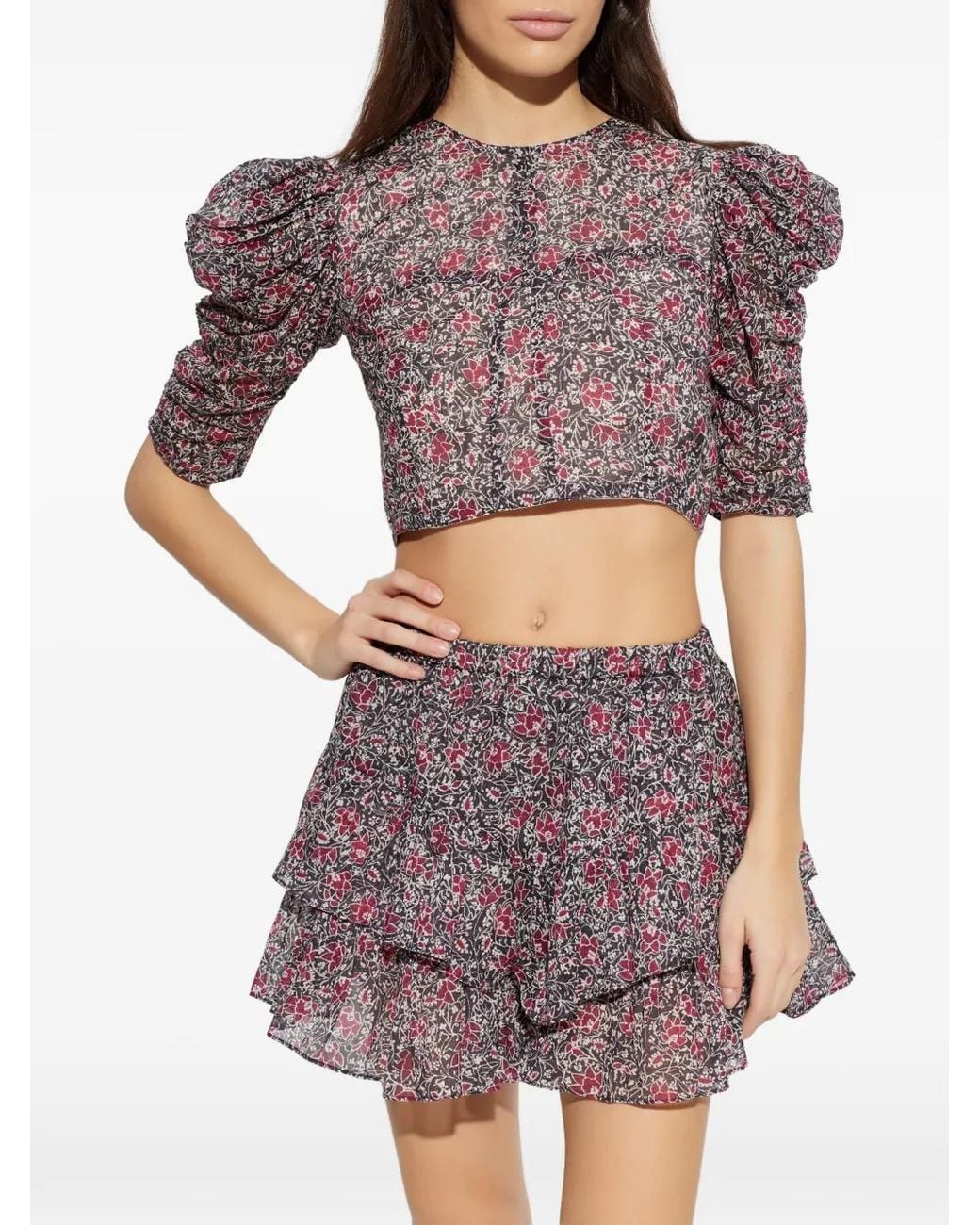 Isabel Marant Red Silva Floral-Pattern Blouse