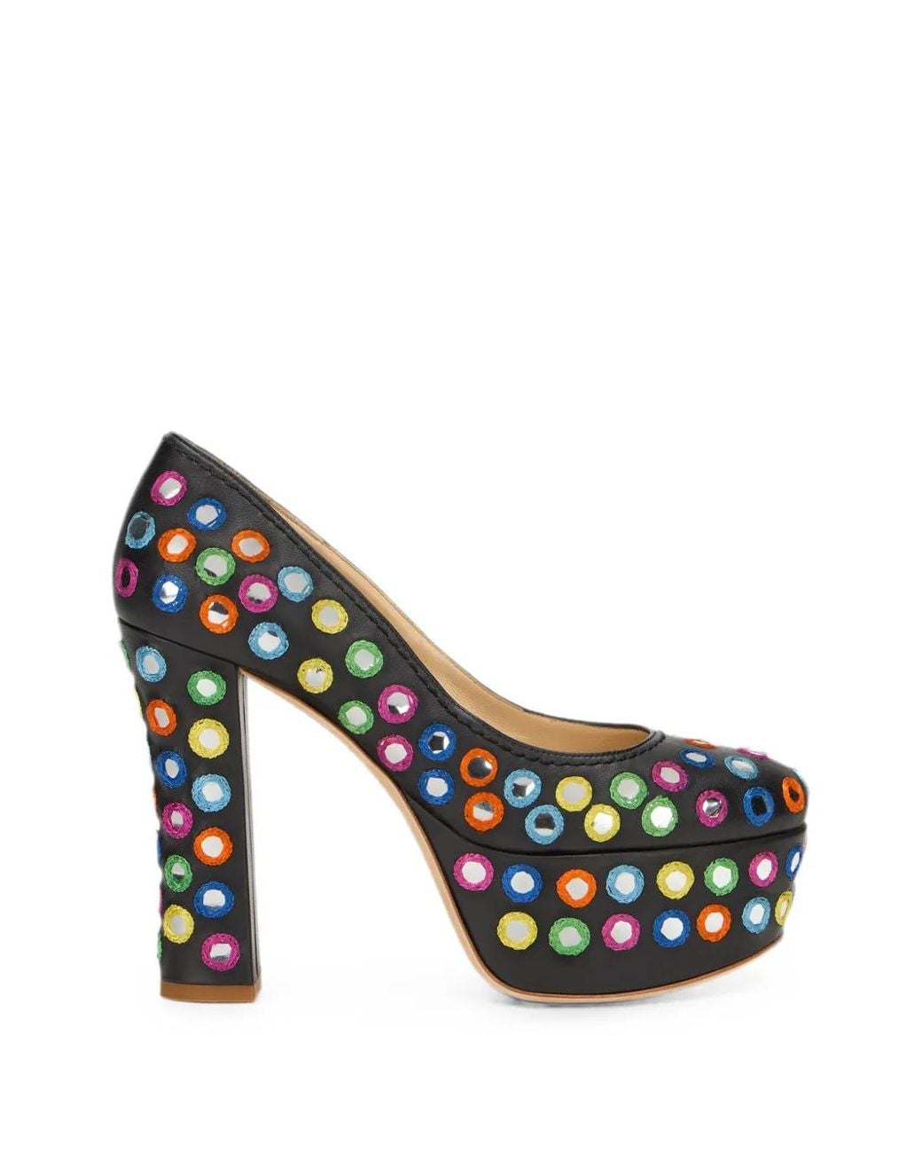 Moschino Metallic Escarpins À Semelle Plateforme Et Ornements Miroirs
