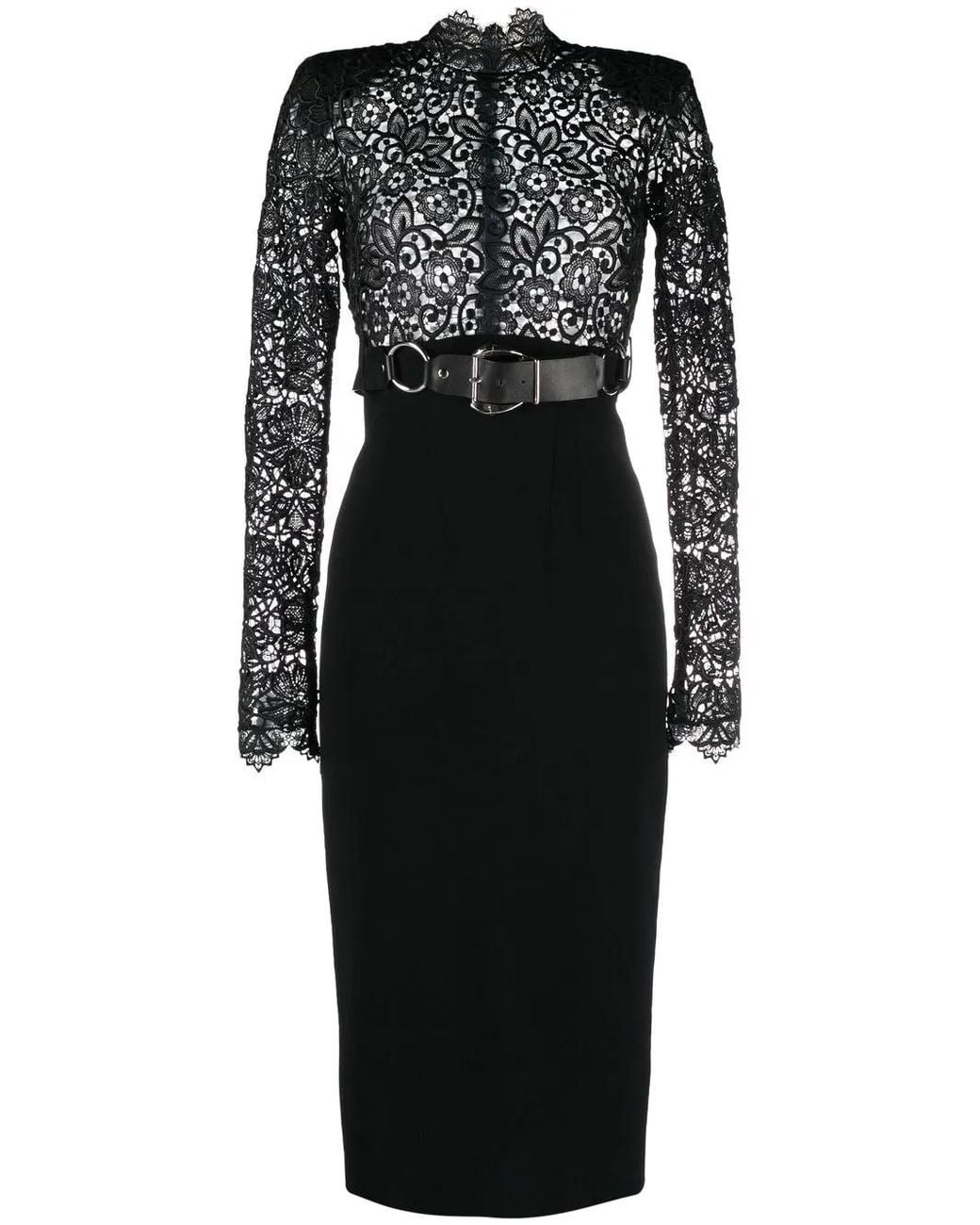 Roberto Cavalli Black Lace-Panel Dress