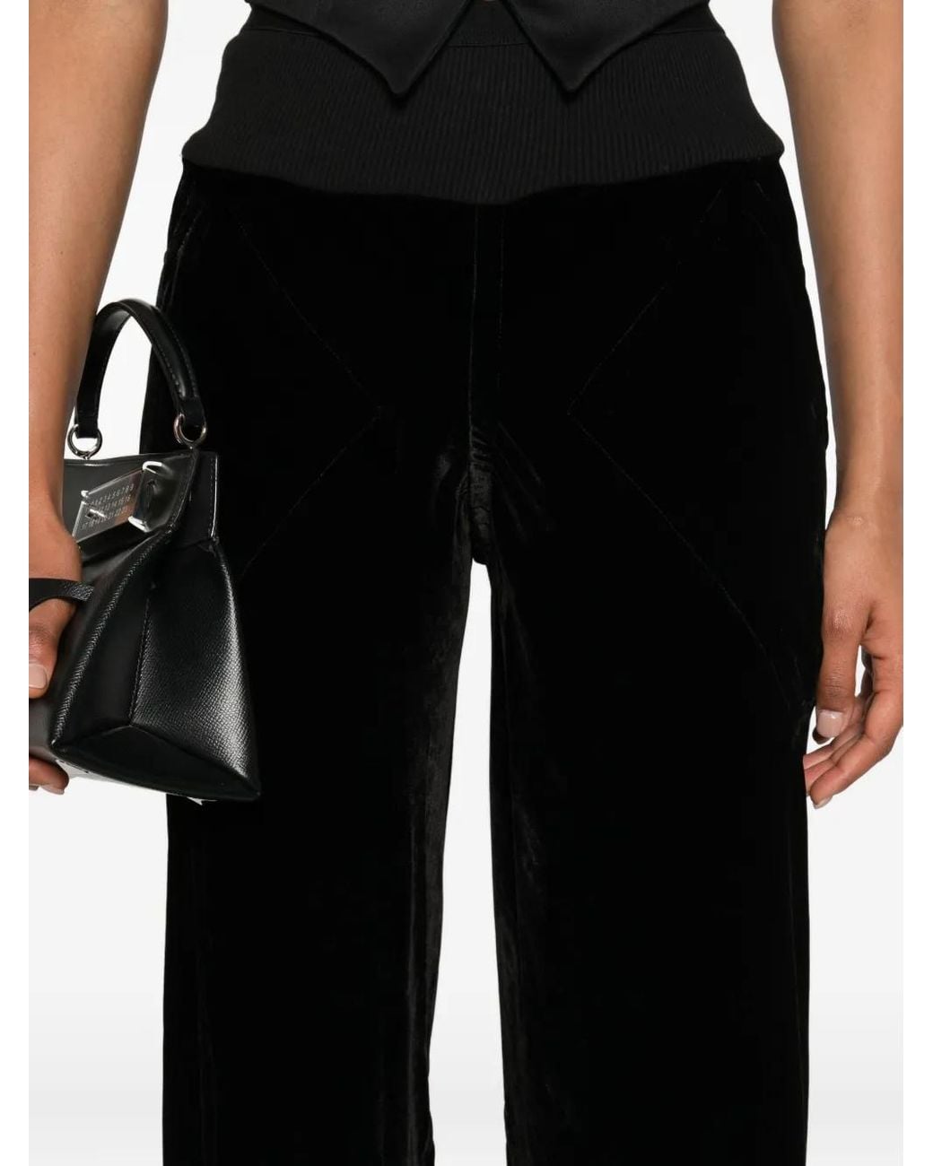 Rick Owens Black Velvet Panel Trousers
