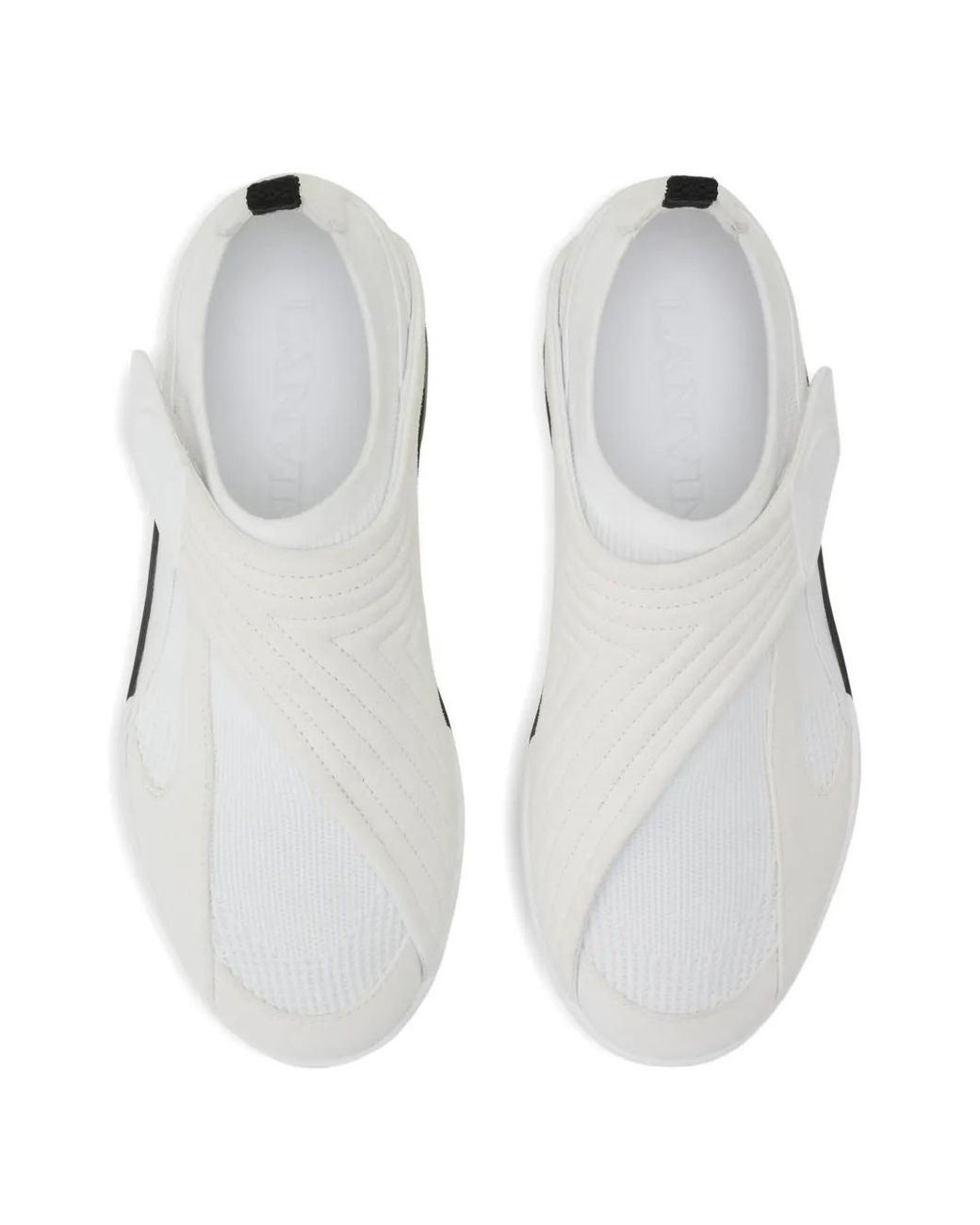 Lanvin White Lnv1 Knit And Suede Sneakers