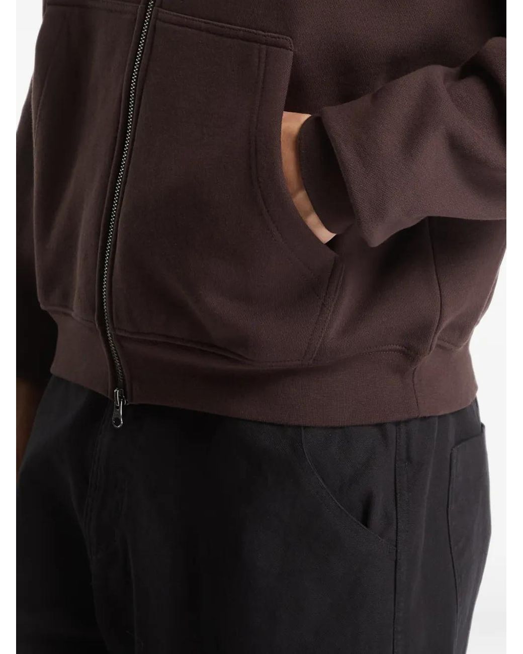 Dime Brown Grid Zip-Up Hoodie for men
