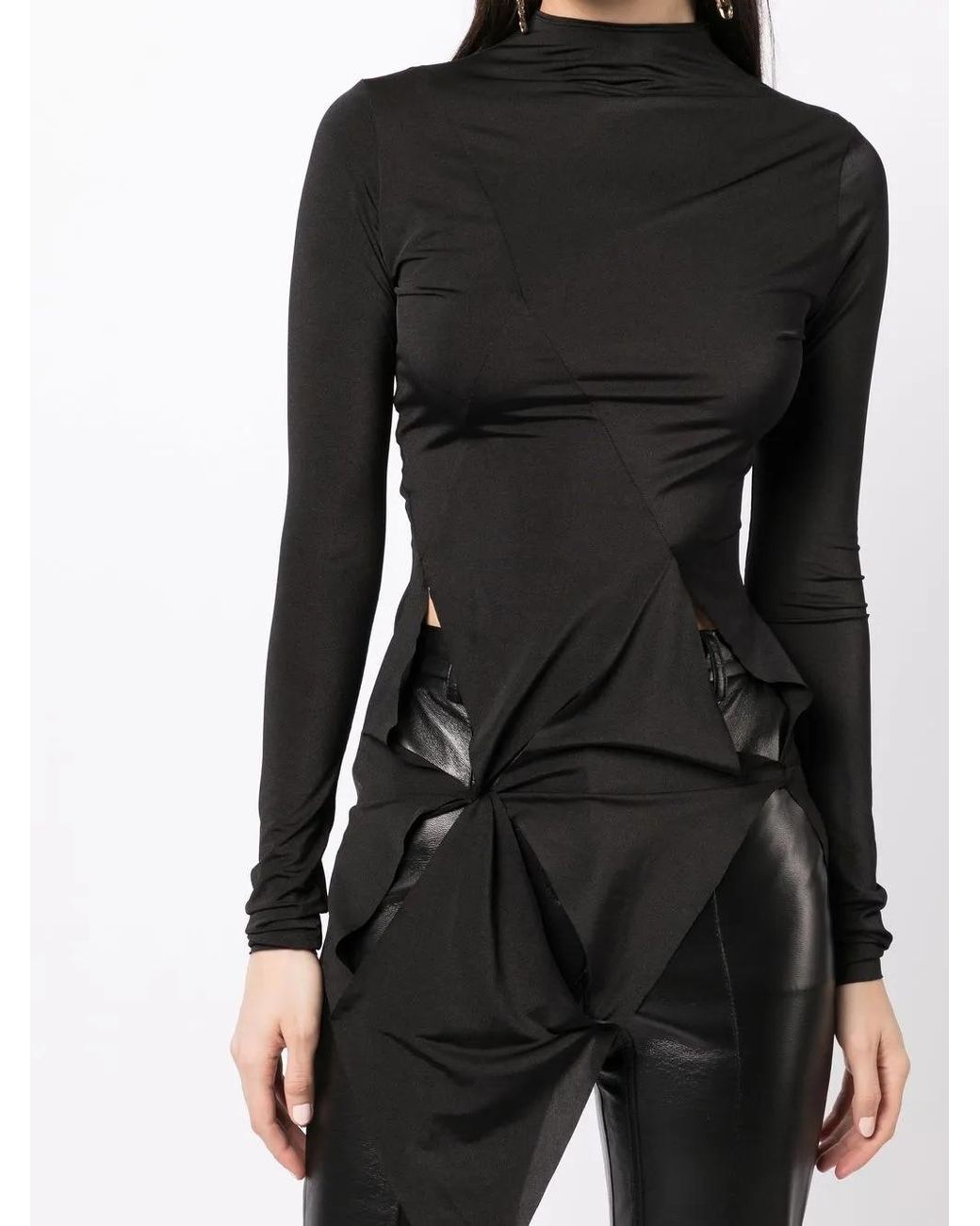 16Arlington Black Satin Asymmetric Top