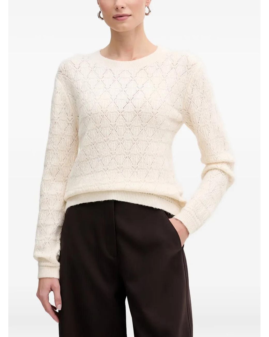 Morgan White Pullover Mit Rautenmuster