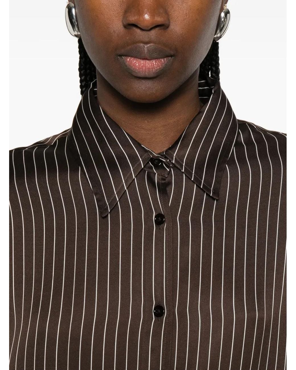 Frankie Shop Brown Peri Striped Shirt