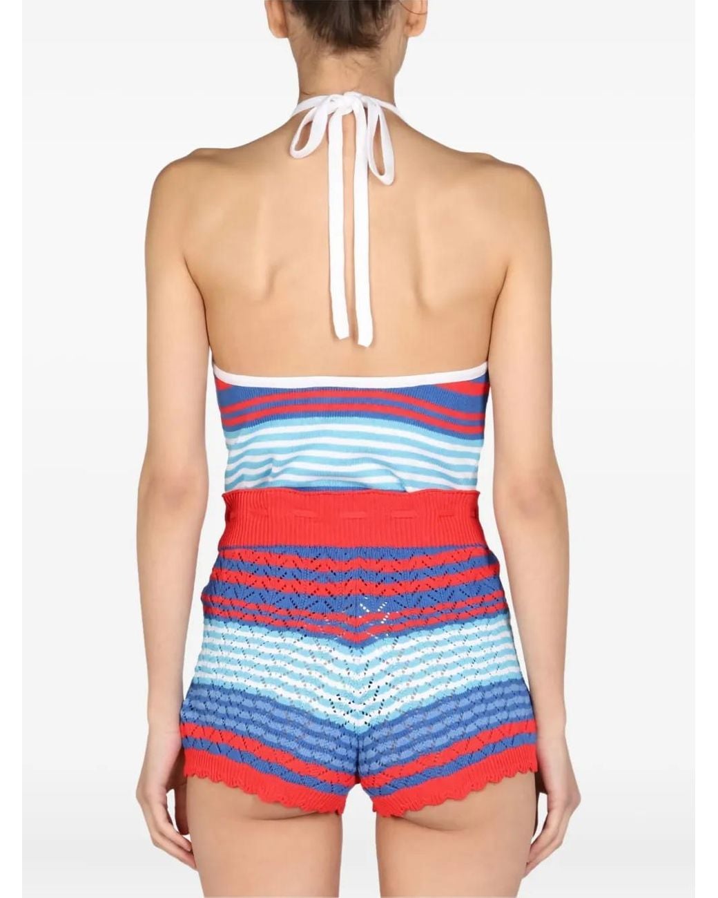 Gallo Blue Striped Halter-Neck Top