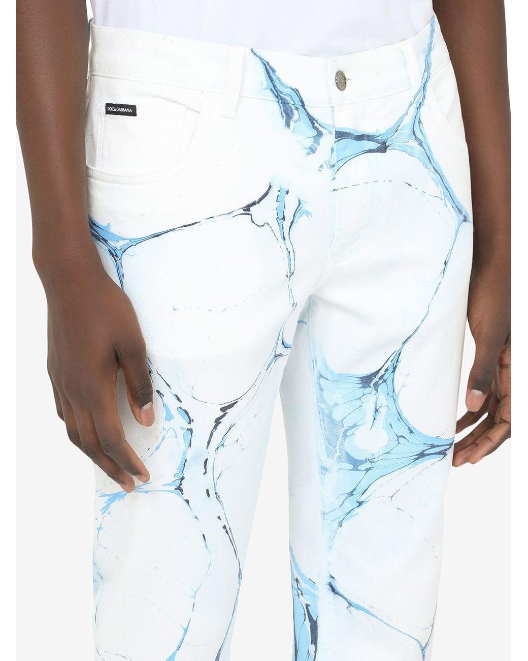 Dolce & Gabbana Denim Cracked-print Jeans in White for Men - Save 29% - Lyst