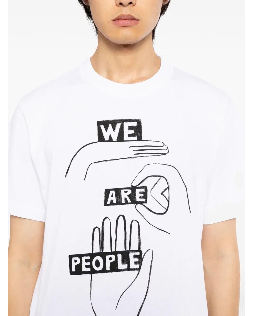 Sacai White Graphic-Print Cotton T-Shirt for men