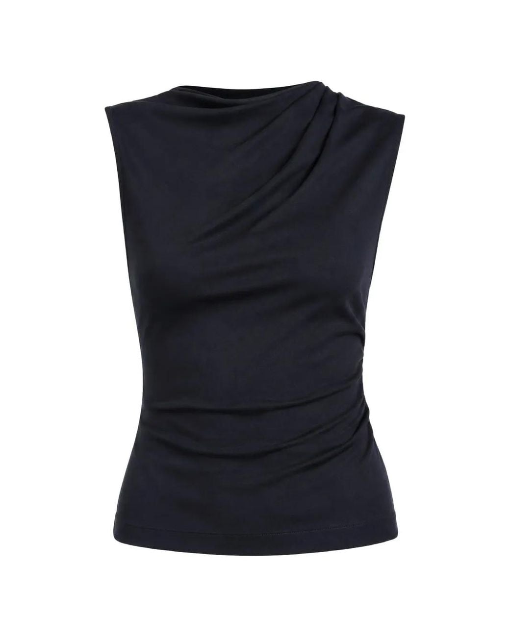 Vince Blue Draped Sleeveless Top