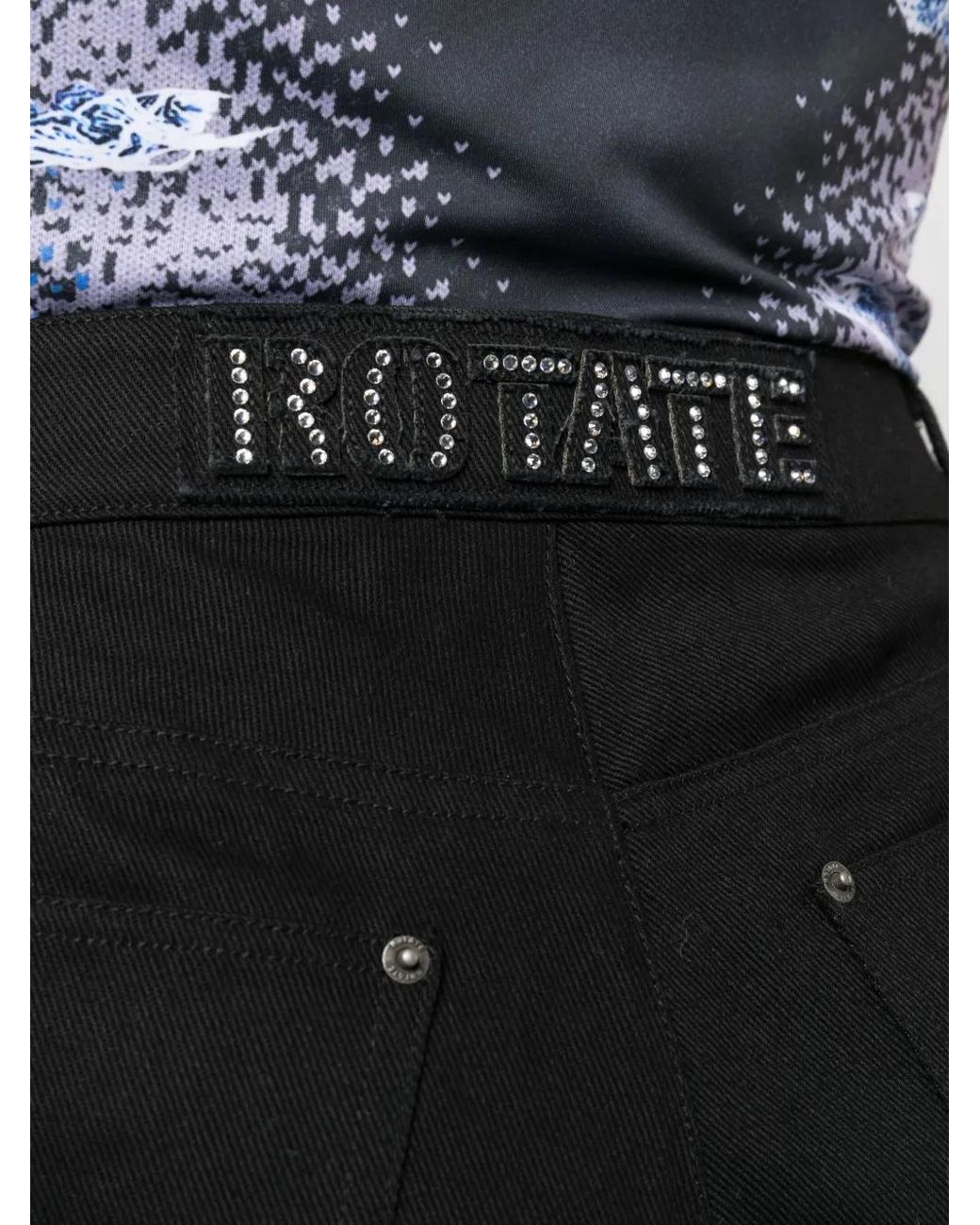 ROTATE BIRGER CHRISTENSEN Black Logo-Embellished Straight-Leg Jeans