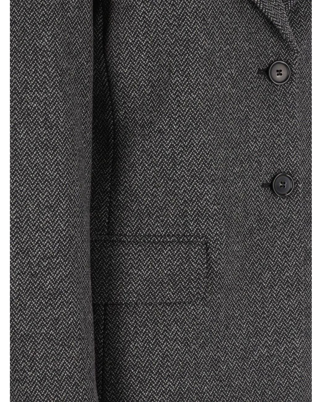 Weekend by Maxmara Black Chevron-Jacquard Single-Breasted Blazer
