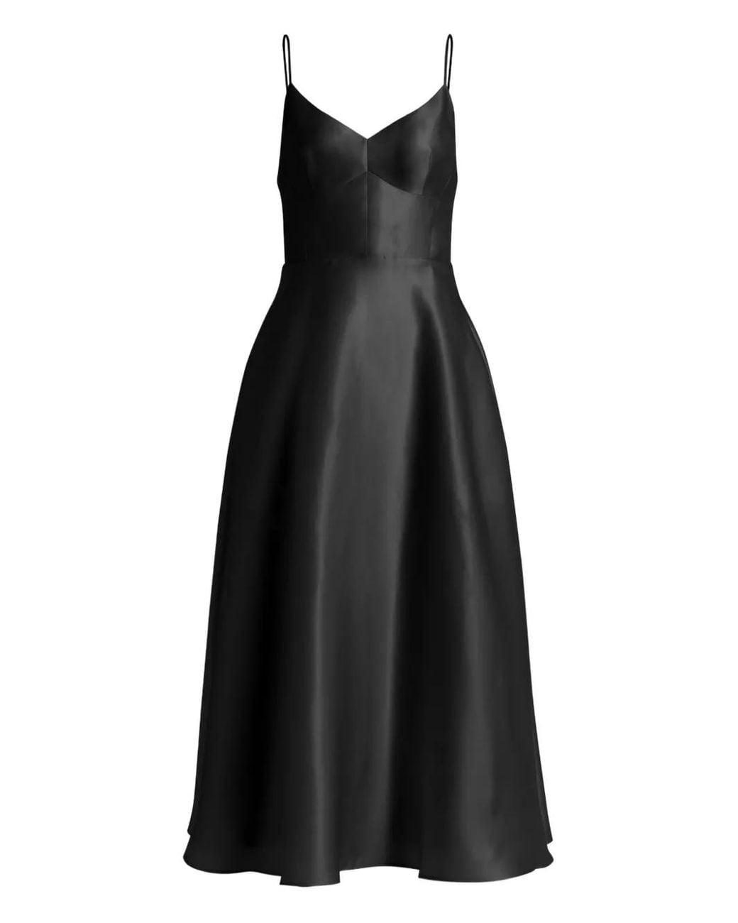 Alberta Ferretti Black V-Neck Flared Midi Dress
