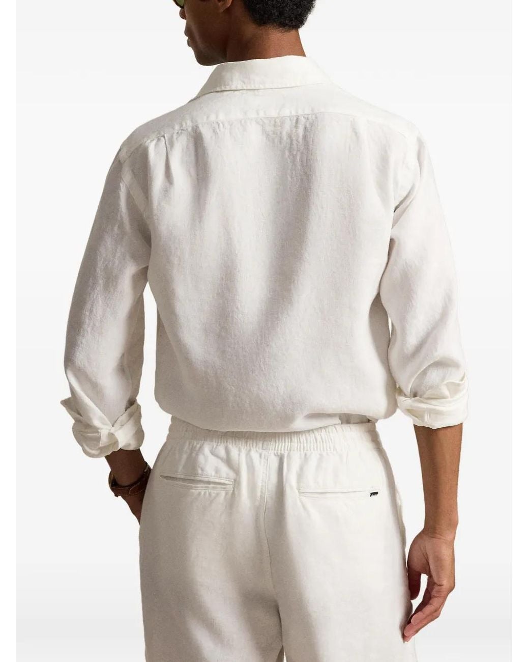 Polo Ralph Lauren White Custom Fit Linen Shirt for men