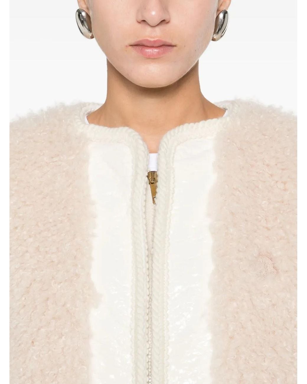 Moncler Natural Zip-Up Sleeveless Jacket