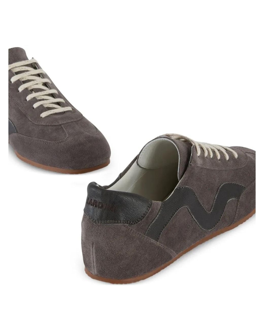 Lardini Gray Suede Shearling-Lined Sneakers for men