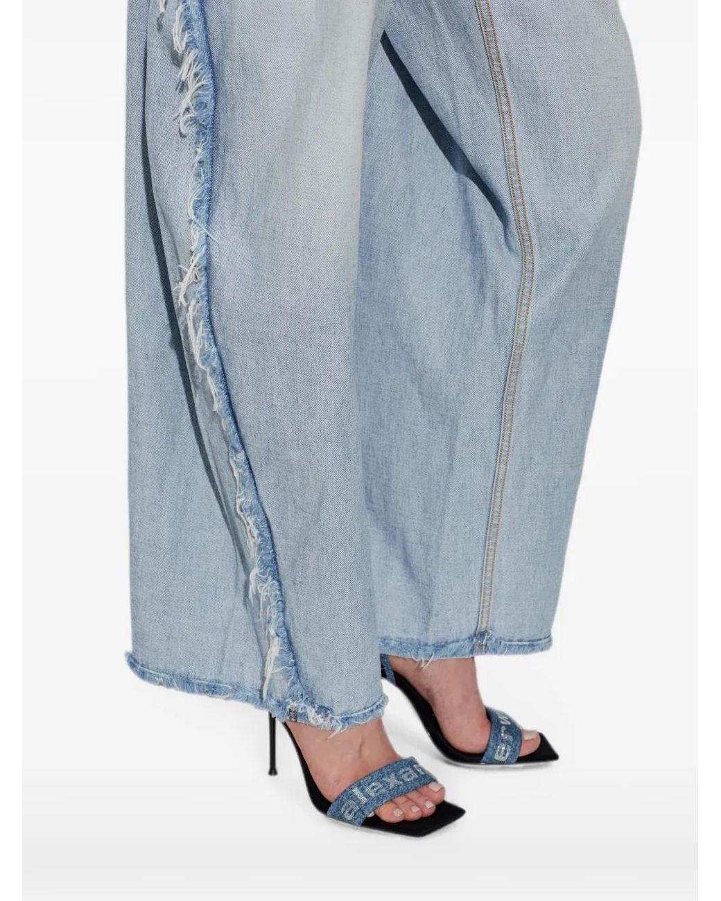 Alexander Wang White Julie Logo-Embellished Denim Sandals