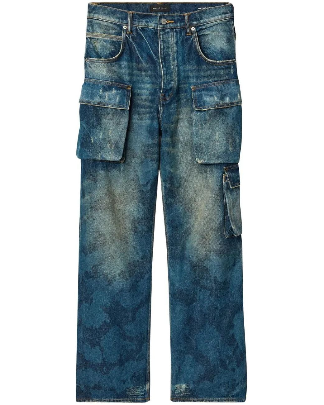 Purple Brand Blue P018 Triple Pocket Cargo Wide-Leg Jeans for men