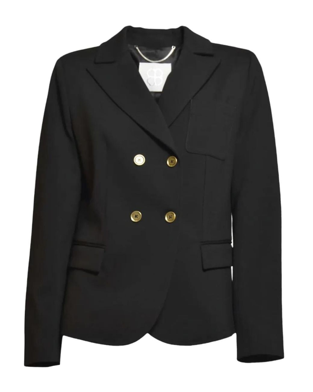 True Royal Black Double-Breasted Pocket Blazer