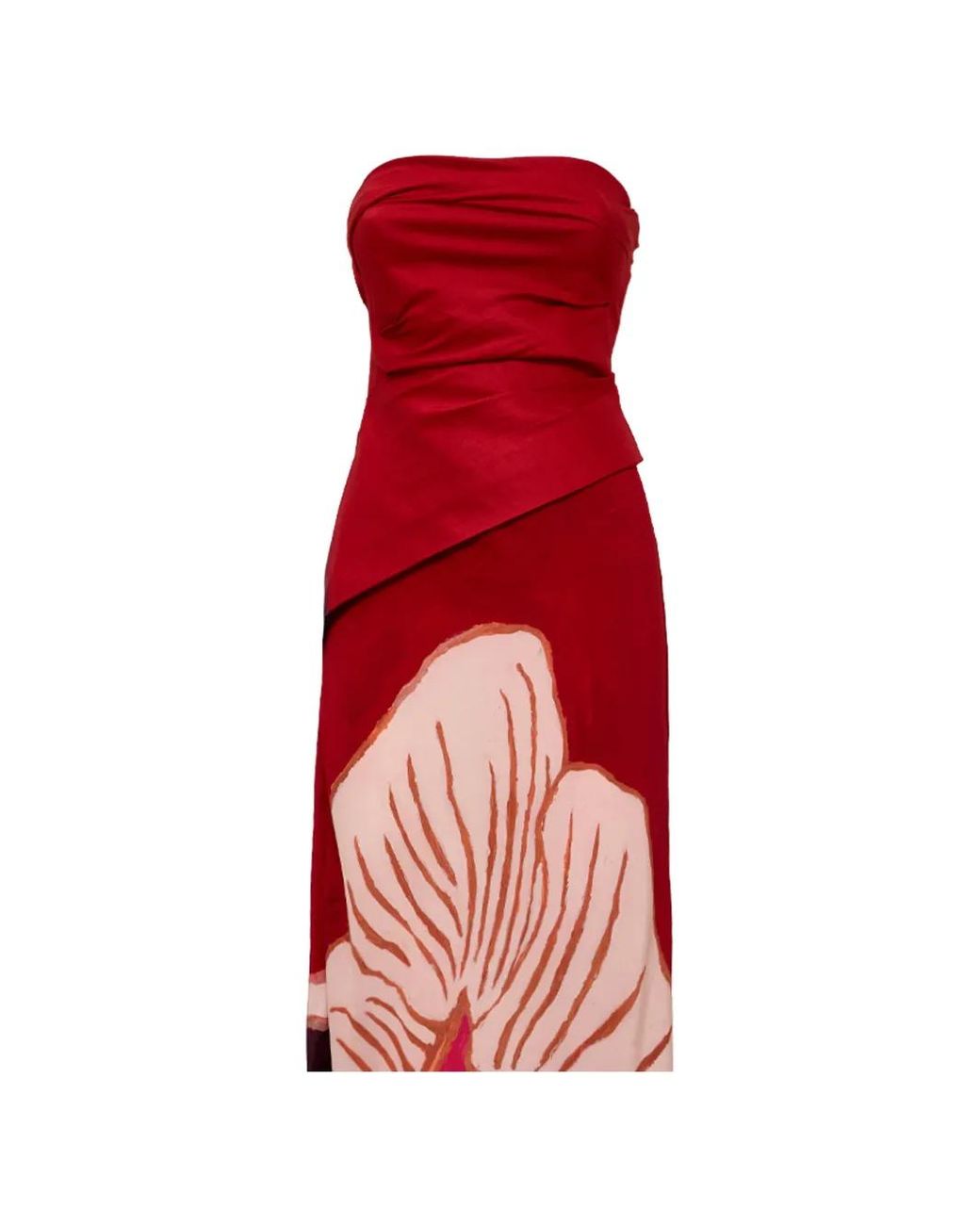 Acler Red Lingle Floral-Print Strapless Maxi Dress