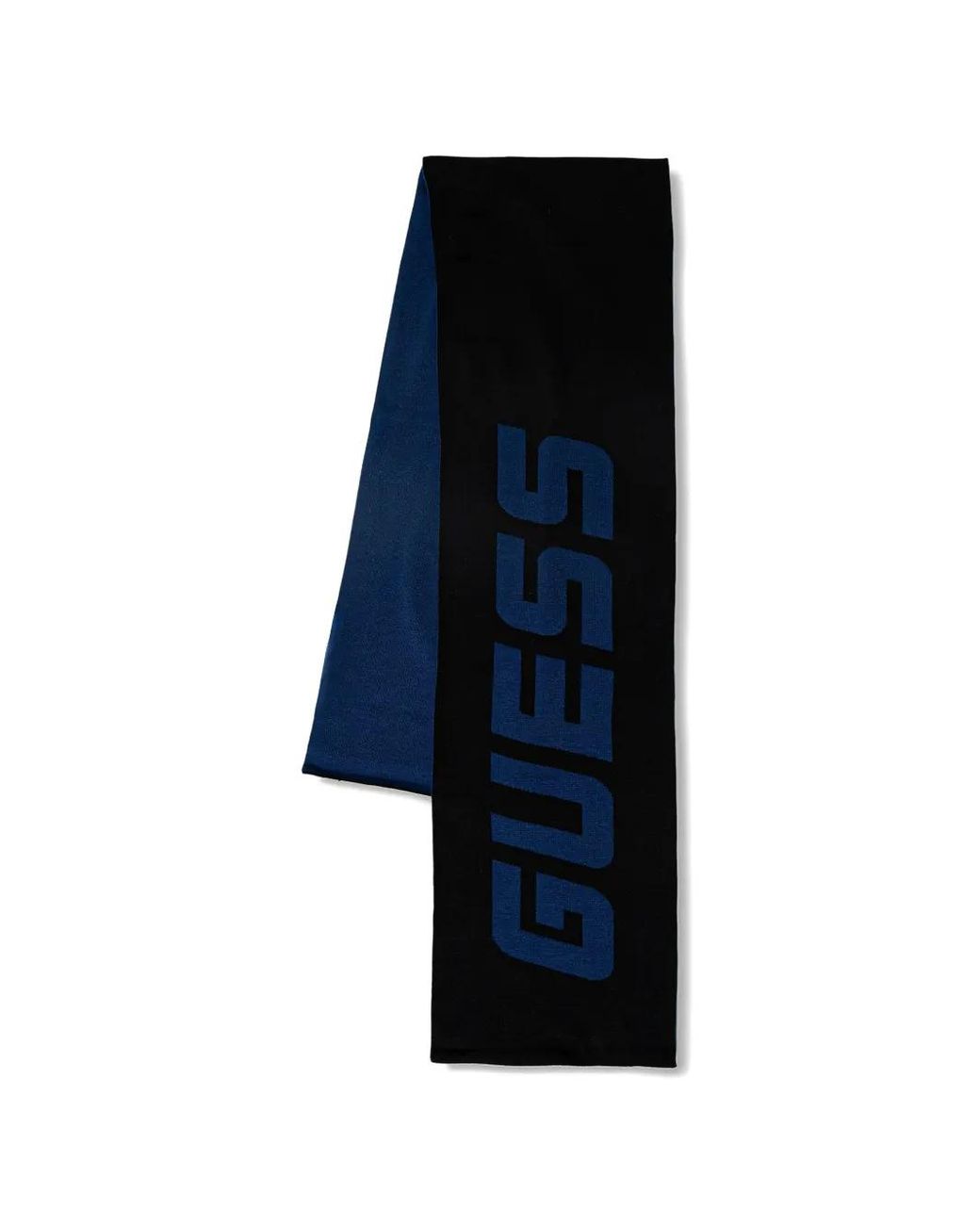 Guess Blue Logo-Intarsia Knitted Scarf for men