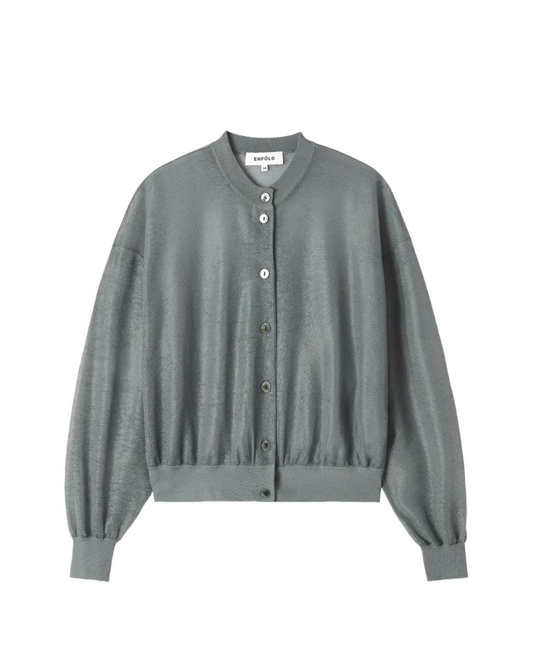 Enfold Gray Button-Up Drop-Shoulder Cardigan