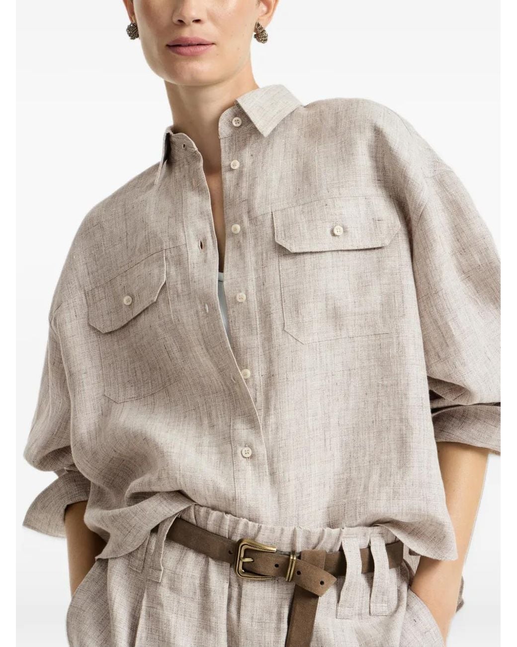 Brunello Cucinelli White Chest-Pocket Shirt