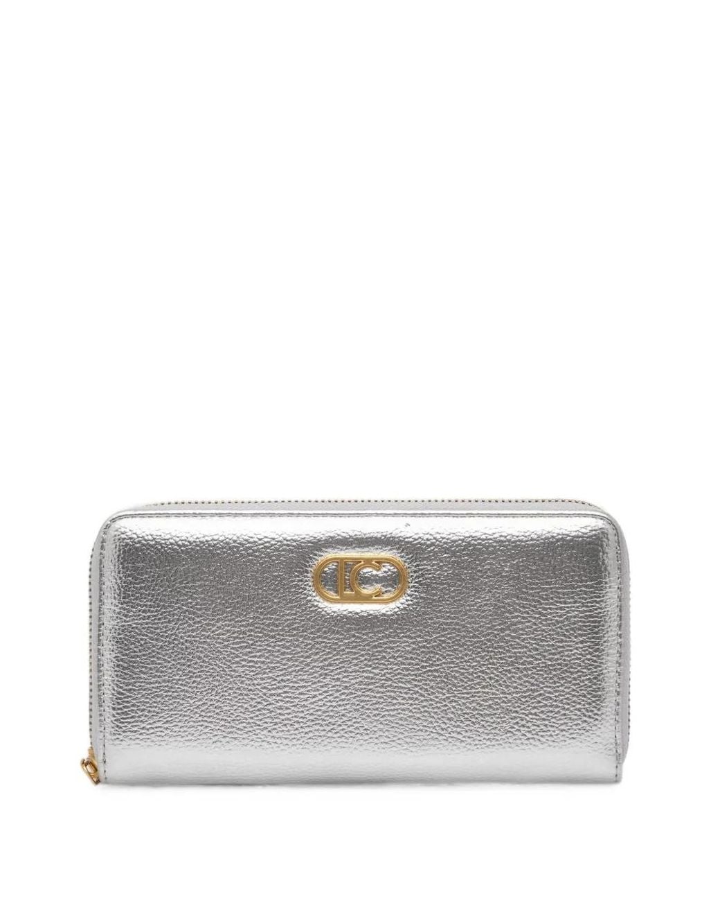 Lola Casademunt Gray Logo-Plaque Pebbled-Effect Wallet