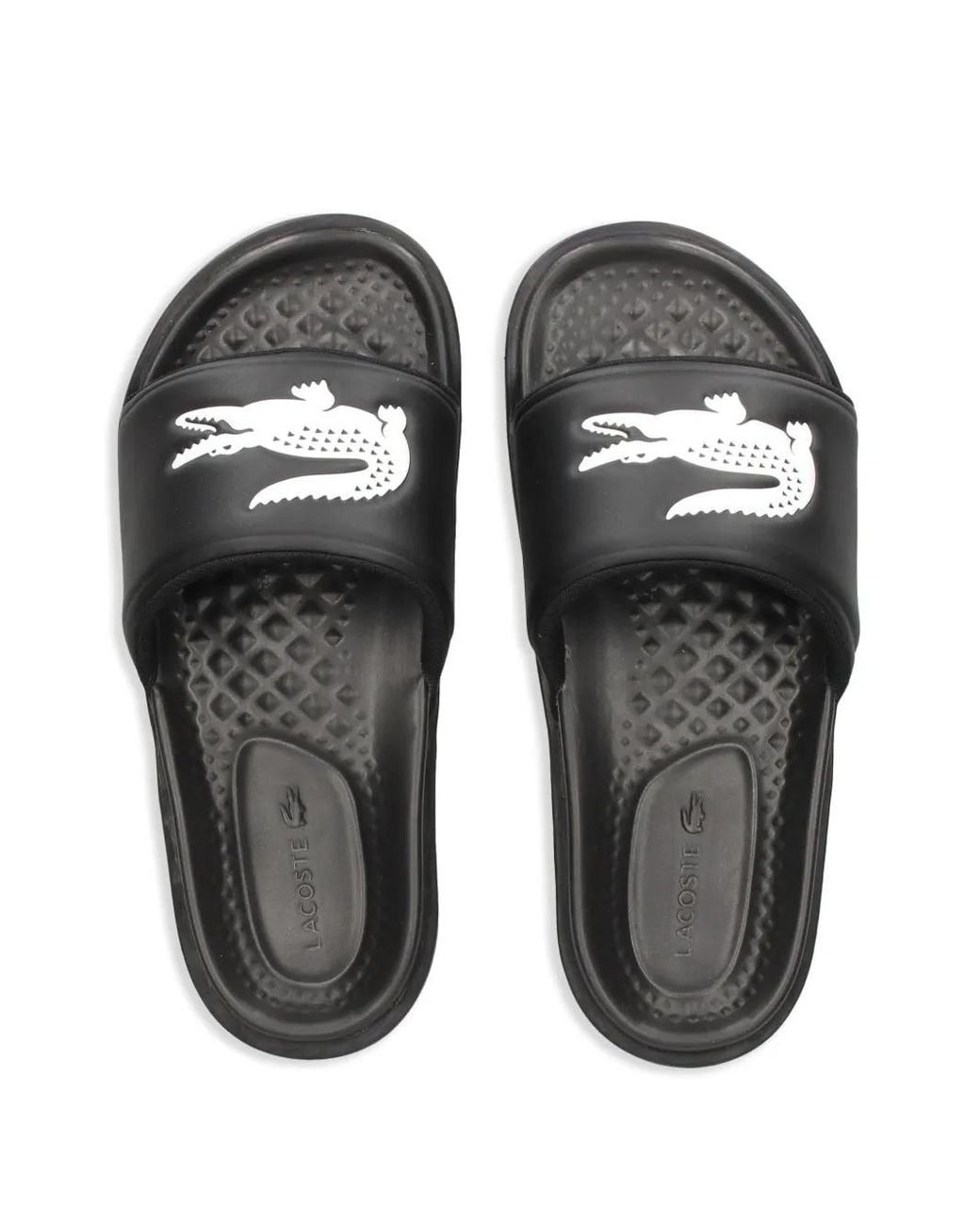Lacoste Black Logo-Print Slides for men