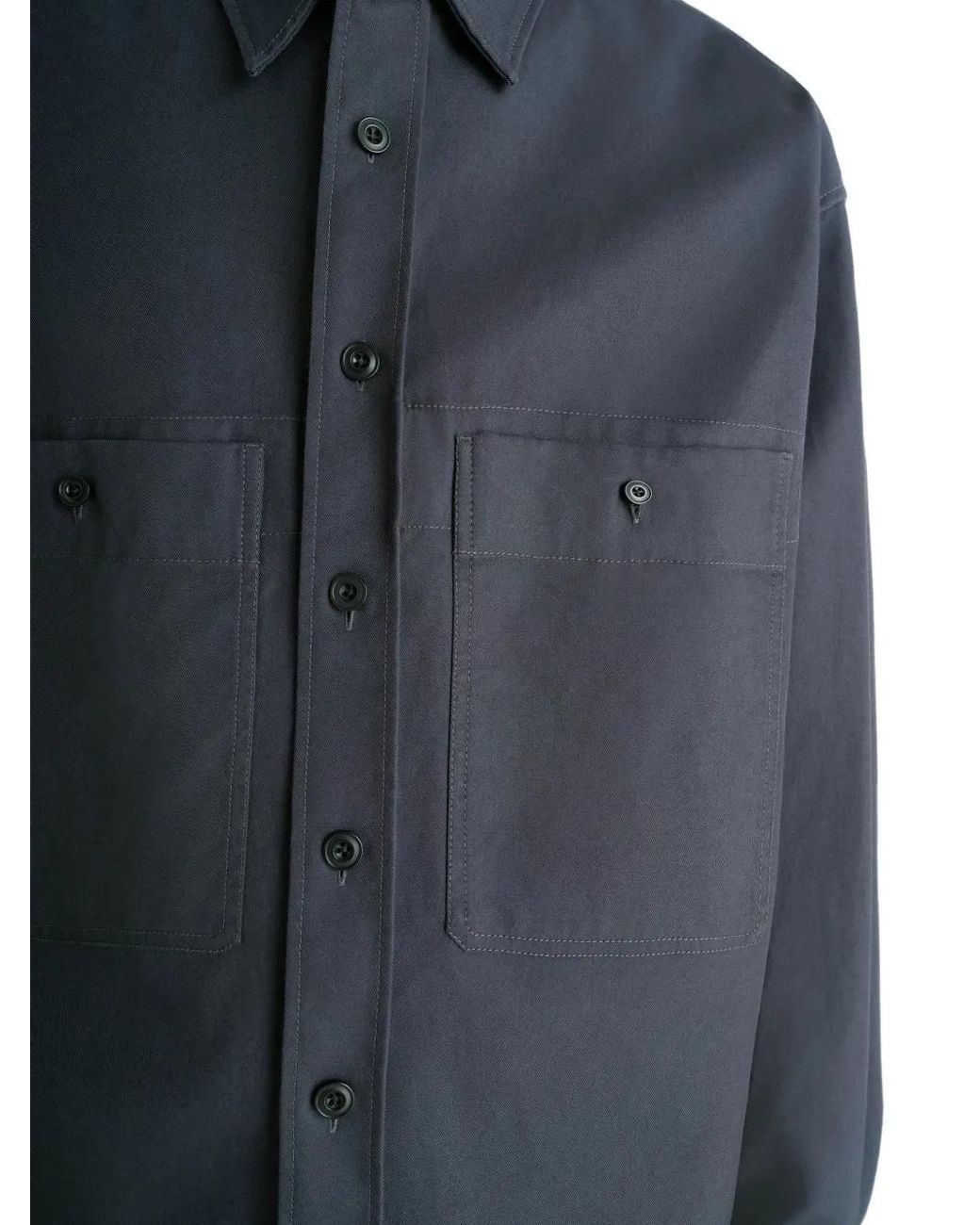 Lemaire Blue Patch-Pocket Twill Overshirt for men