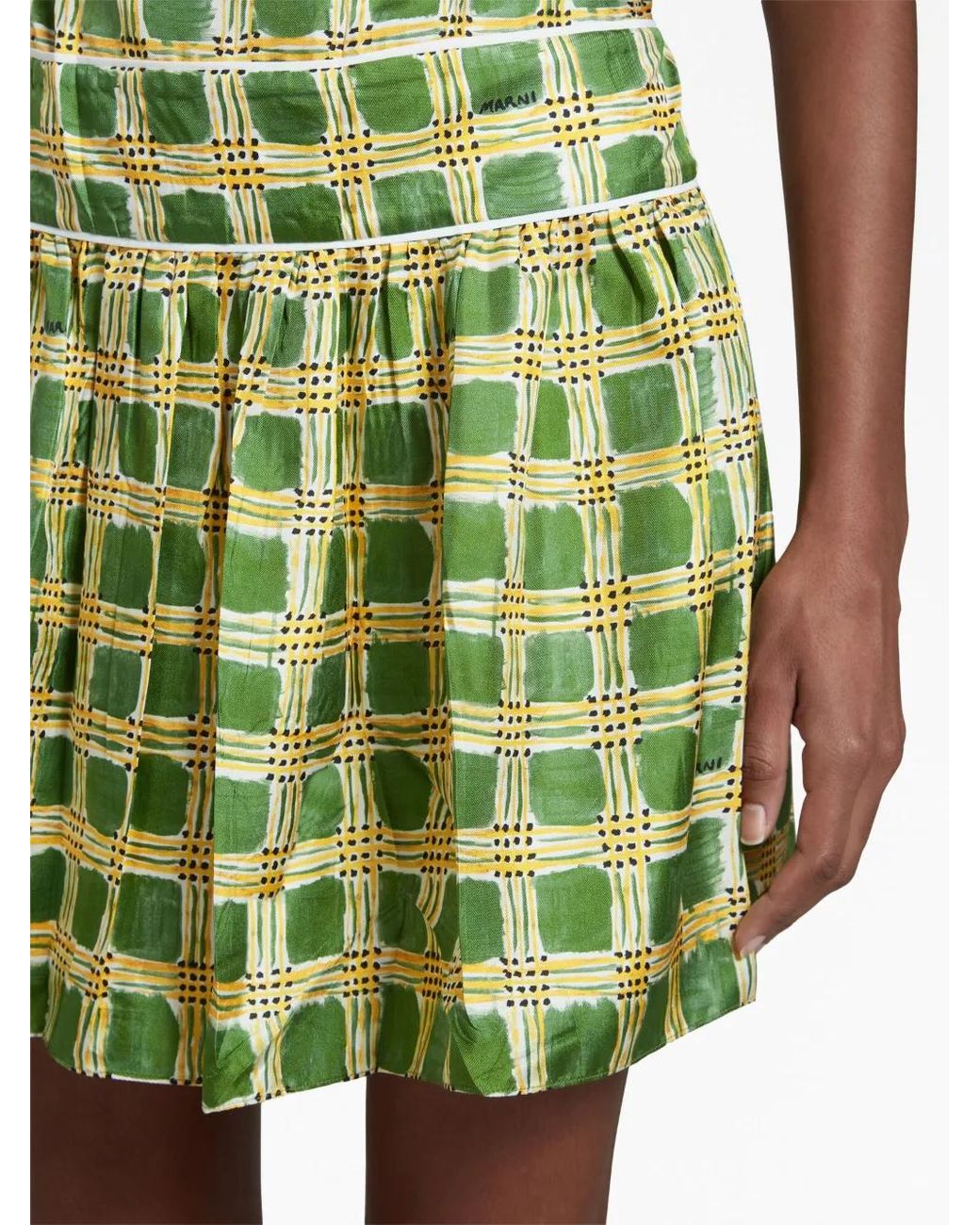 Marni Green Check Fields Silk Minidress