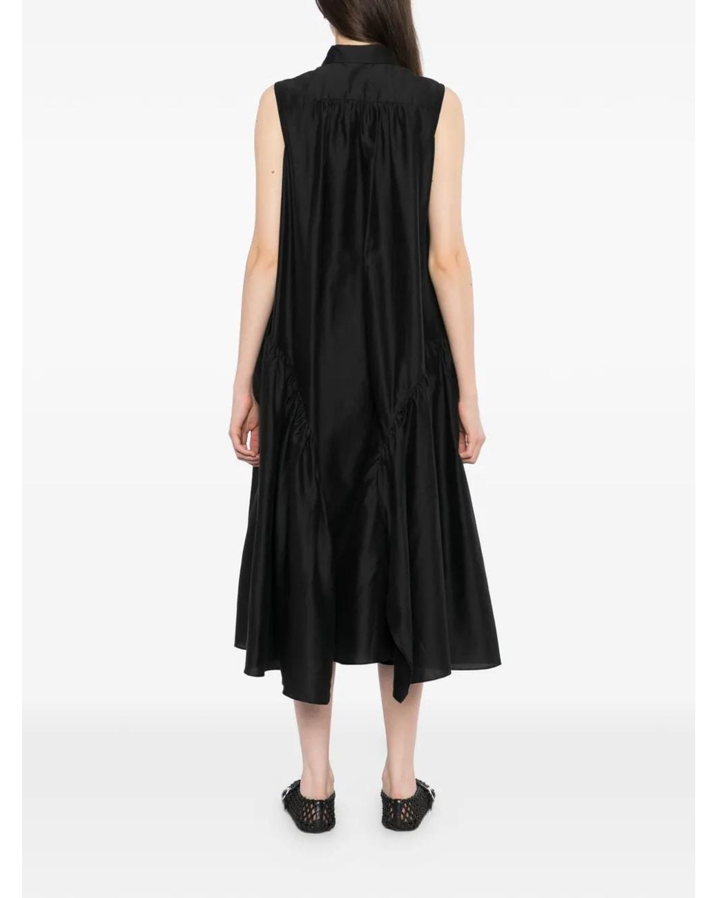 JNBY Black Sleeveless Gathered Dress