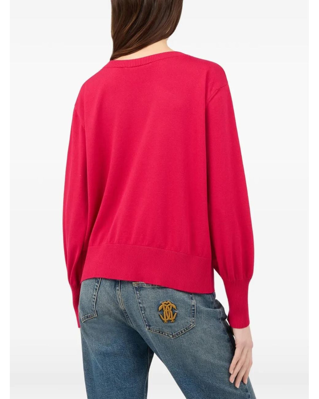 Roberto Cavalli Red Logo-Embellished Sweater