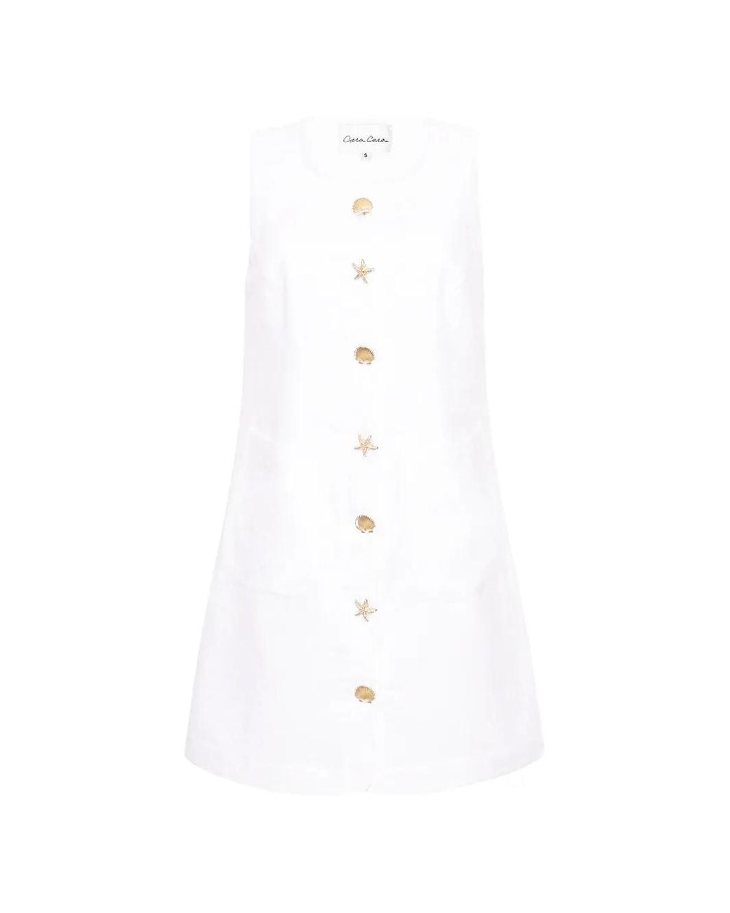 Cara Cara White Rhapsody Shell-Button Mini Dress