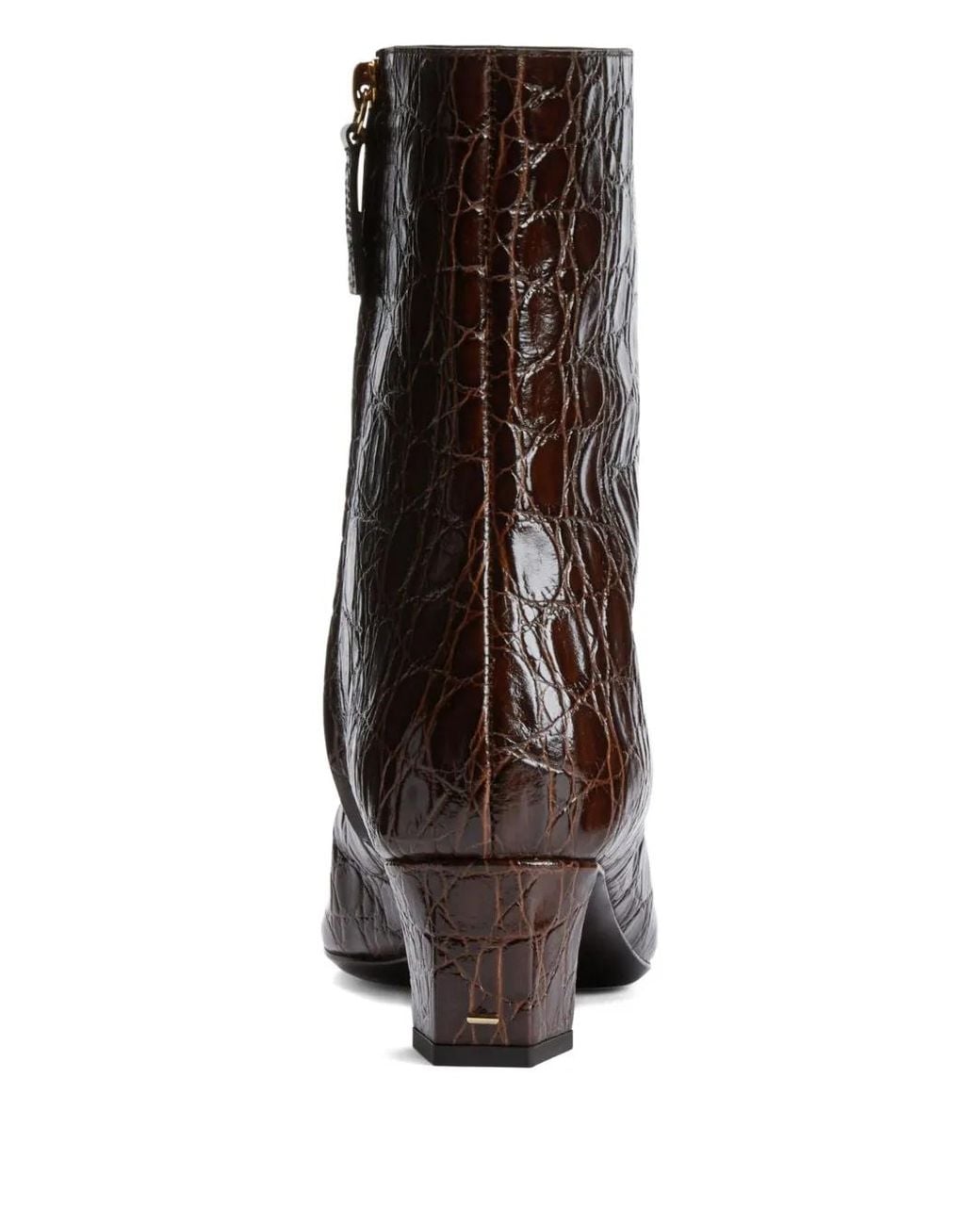 Giuseppe Zanotti Brown Crocodile-Effect Square-Toe Boots