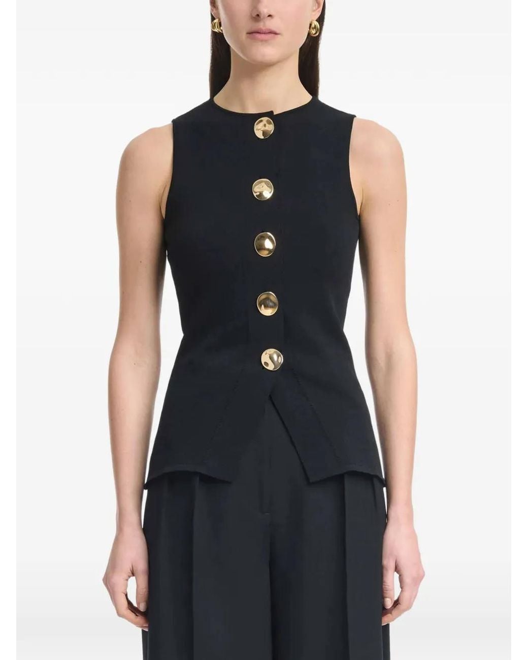 Altuzarra Black Happer Button-Front Top