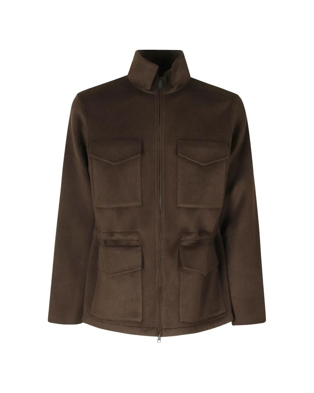 Aspesi Brown Four-Pocket High-Neck Jacket for men
