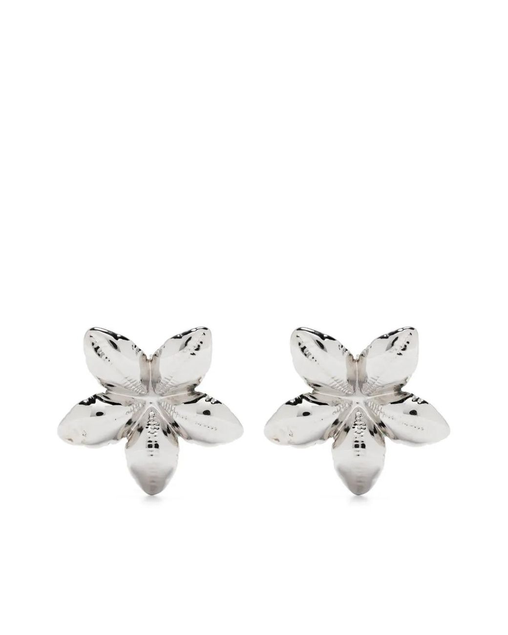 Marni Metallic Floral-Shaped Polished Earrings