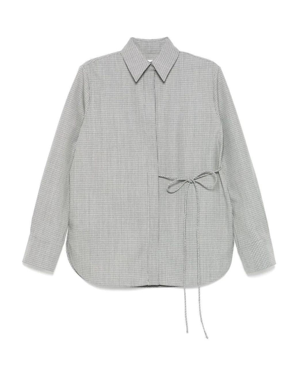 Jil Sander Geruite Wollen Blouse in het Gray