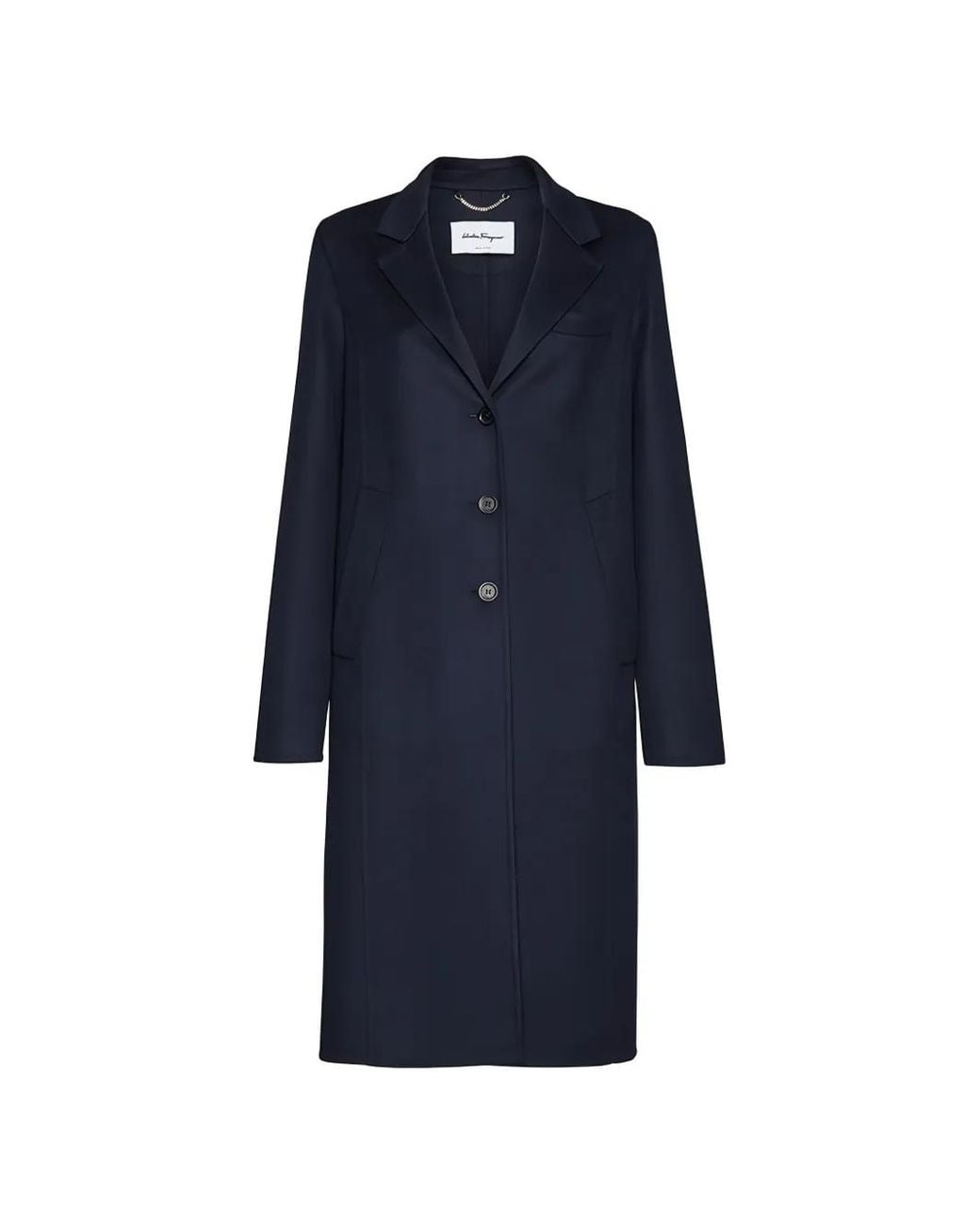 Ferragamo Blue Single-Breasted Notched-Lapels Coat